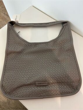 NWT Newbella Light Grey Patterned Hobo Shoulder Bag Faux Leather Purse